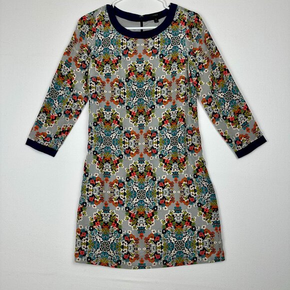 J Crew  100% Silk  Misty Fog Floral  Shift Dress - Picture 1 of 7